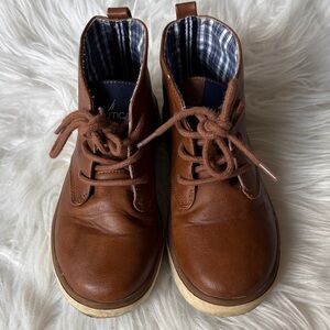 Nautica Brown Leather Lace-Up Boots, boys size 13